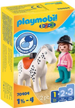 PLAYMOBIL 1-2-3 - CAVALIÈRE AVEC CHEVAL #70404